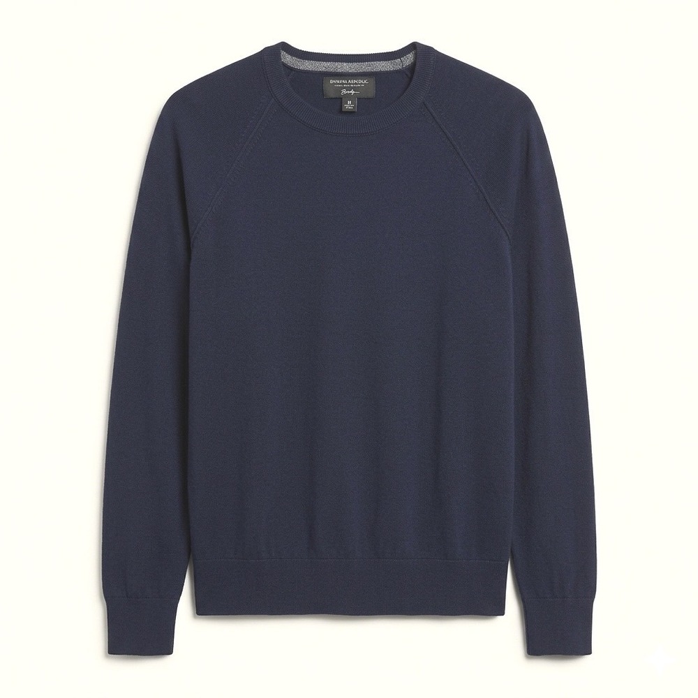 Banana Republic Mens‎ M Tall Navy Baruffo Italian Merino Wool Crewneck Sweater